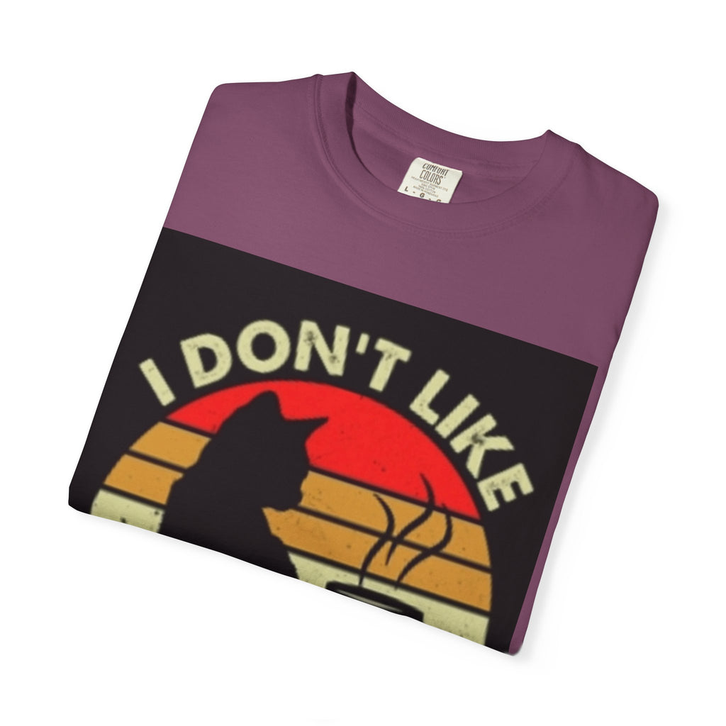 I Don't Like Morning People T-Shirt — Cat & Coffee Retro Graphic Tee