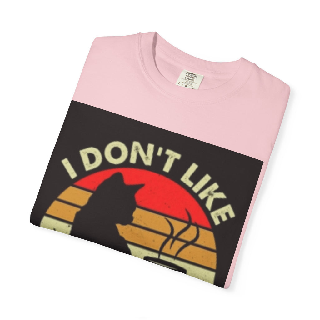 I Don't Like Morning People T-Shirt — Cat & Coffee Retro Graphic Tee