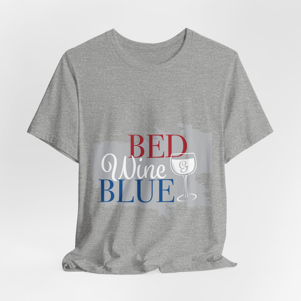 Bed Wine & Blue Tee – Patriotic Relaxation Graphic Shirt