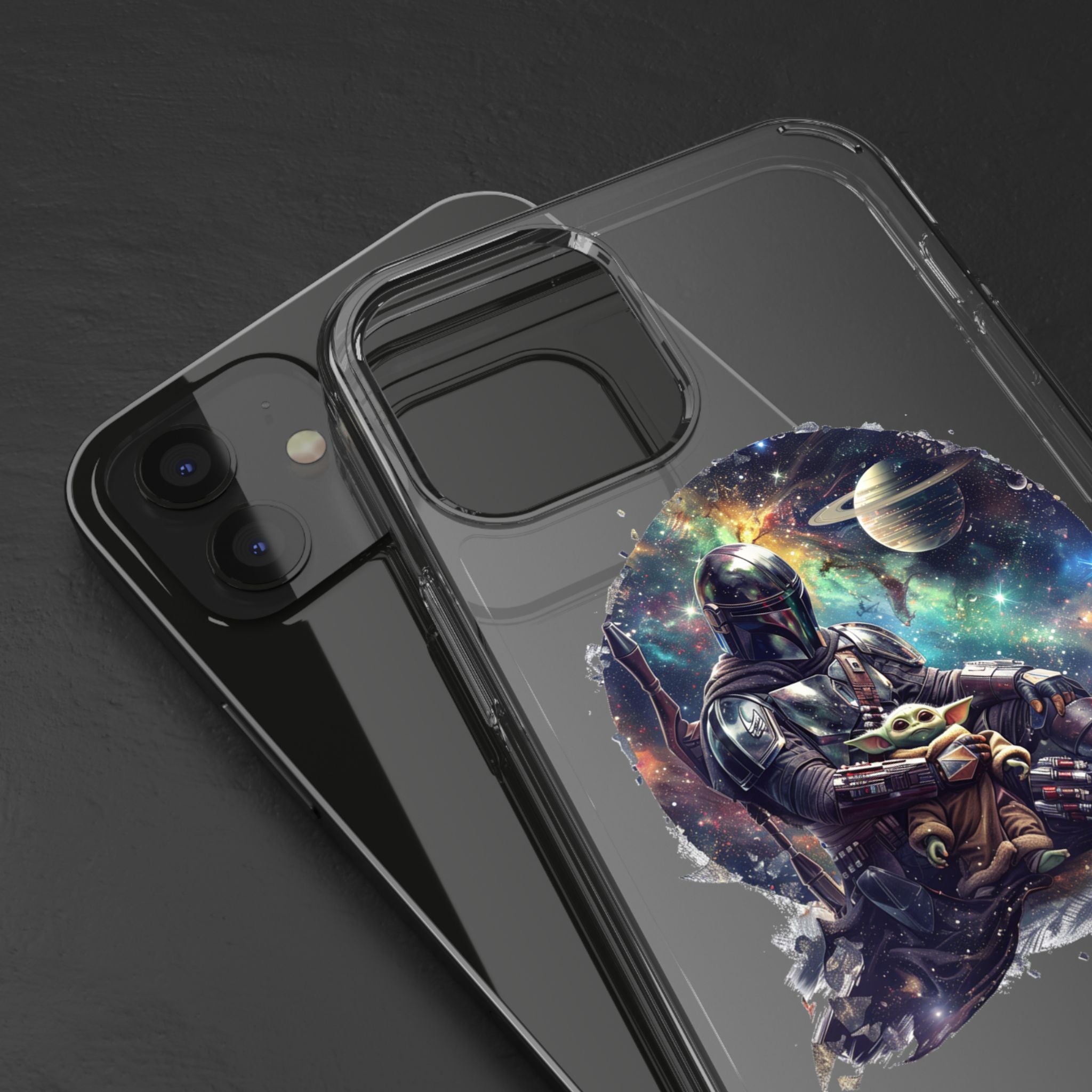 Clear Phone Case — Mandalorian & Grogu Space Art Clear Case