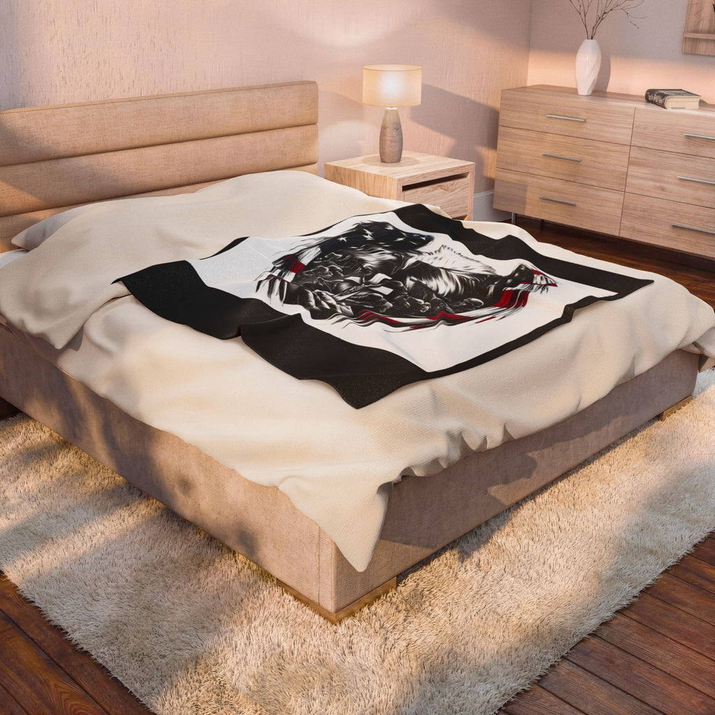 American Eagle Prayer Velveteen Plush Blanket — Patriotic Memorial Throw
