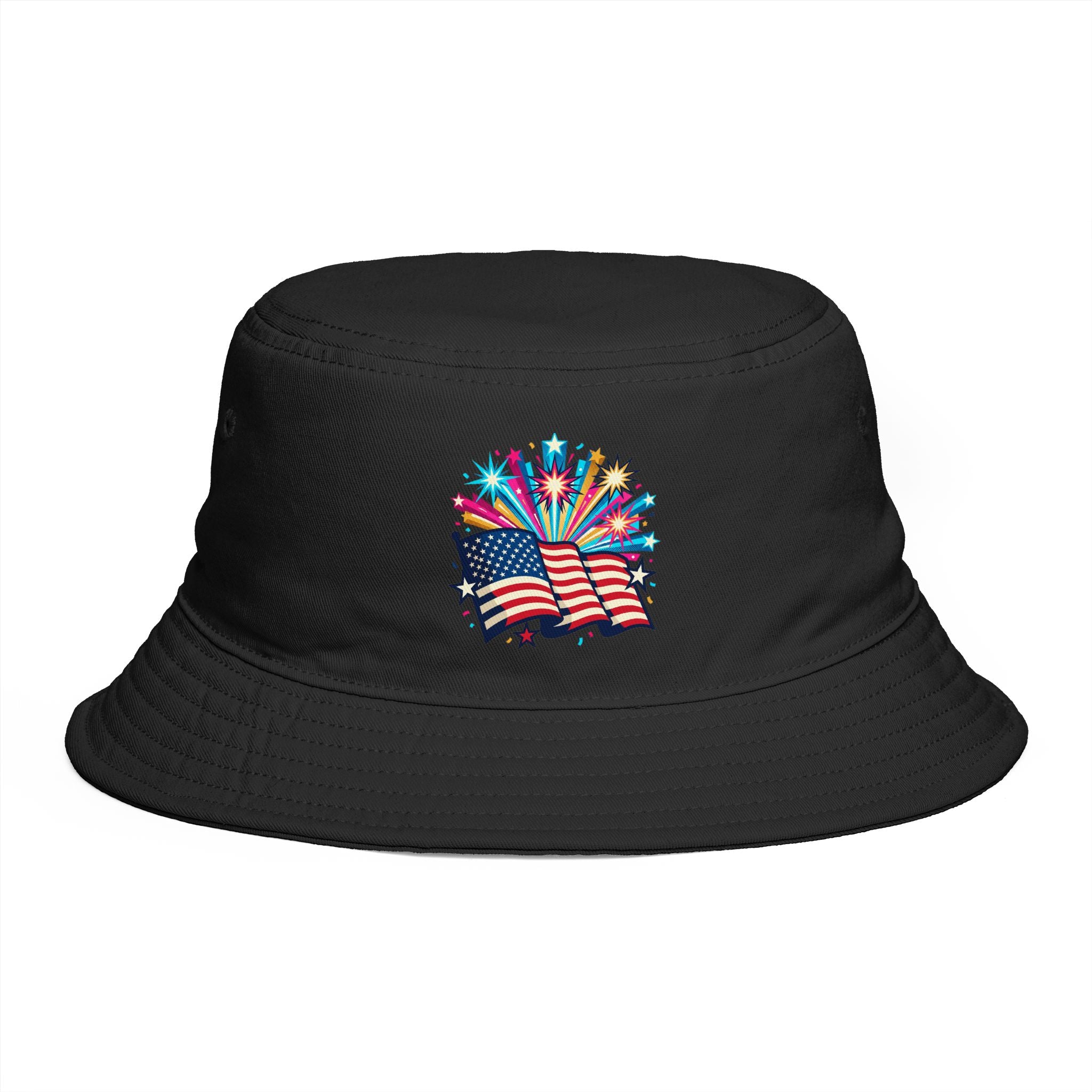 Patriotic Fireworks Bucket Hat – American Flag Celebration Hat
