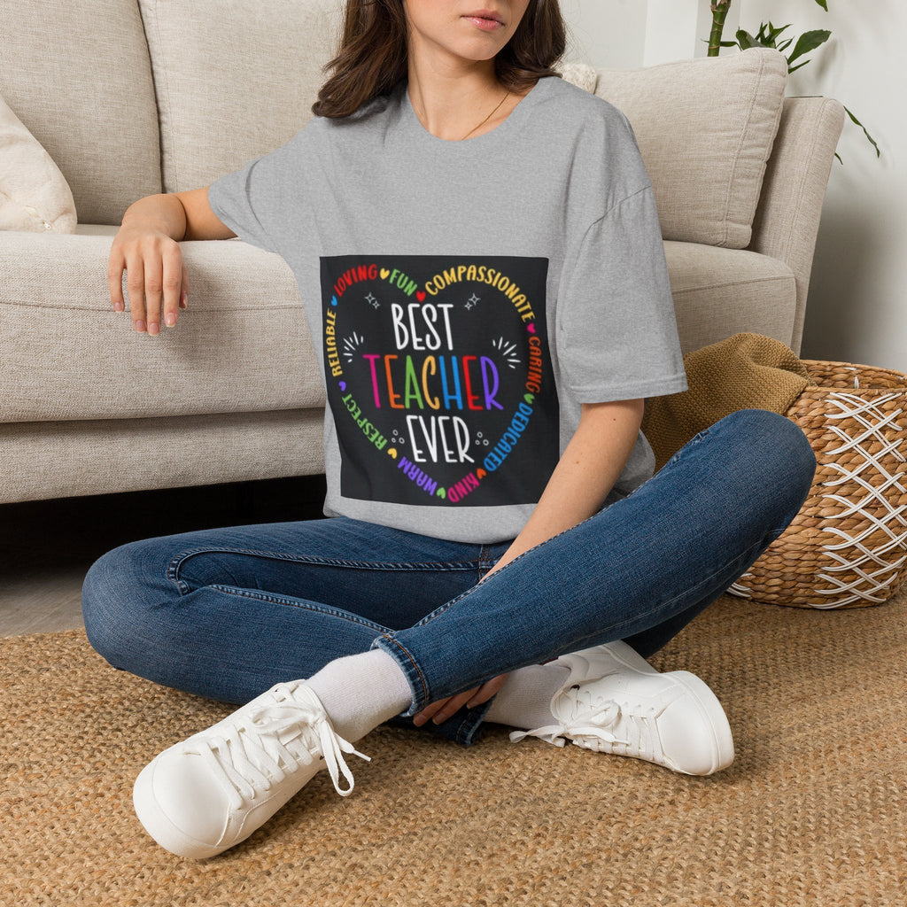 Best Teacher Ever T-Shirt — Colorful Heart Tribute for Educators, Teacher Appreciation Gift