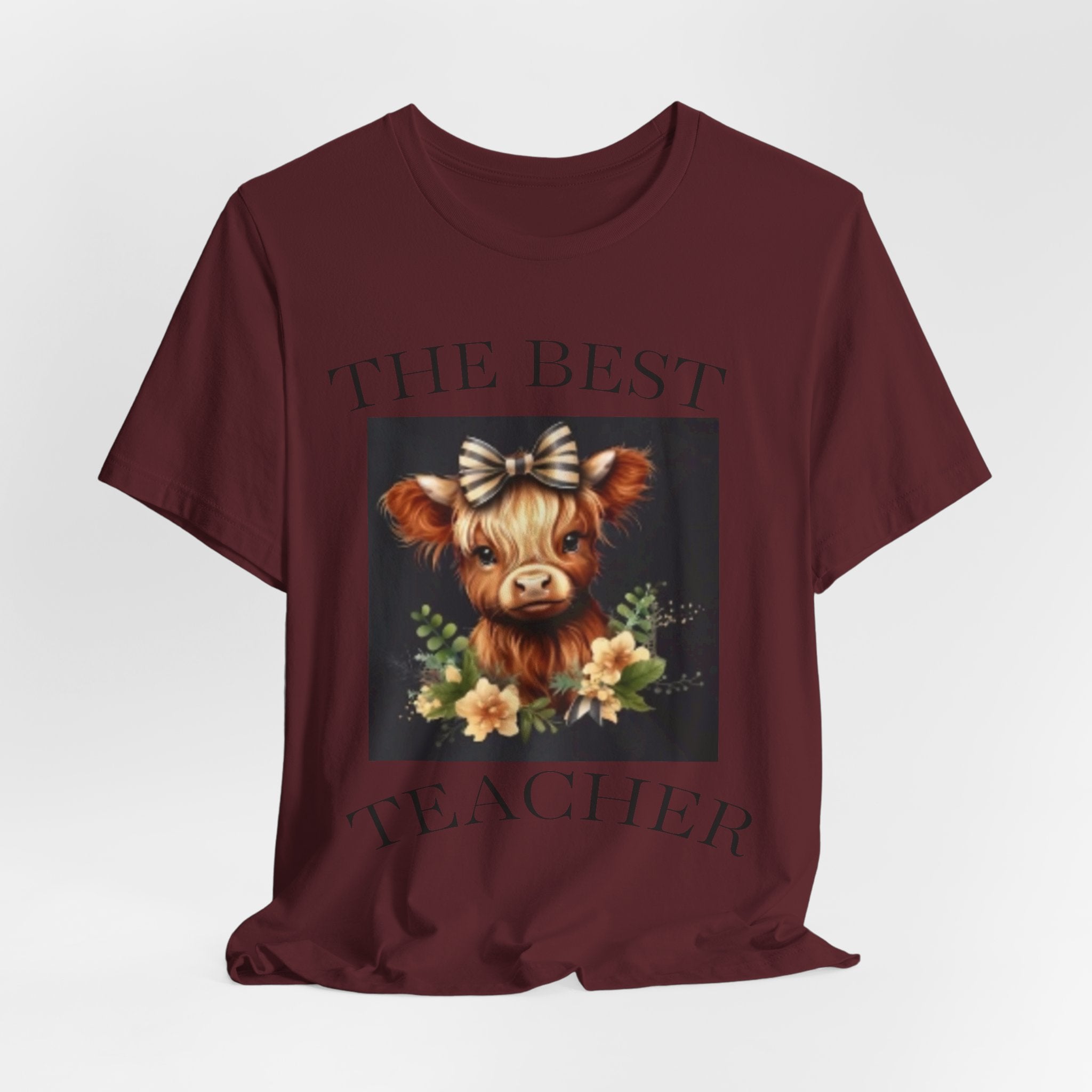 The Best Teacher Cow Tee — Cute Floral Cow Graphic Teacher T-Shirt