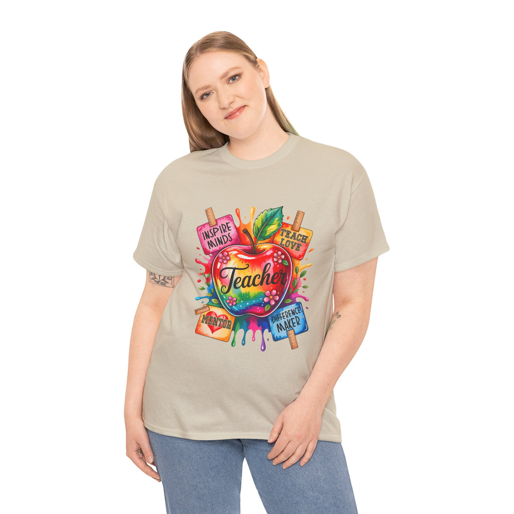 Colorful Apple Teacher T‑Shirt – Inspire Minds | Back to School Gift