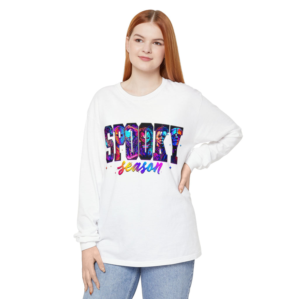 Spooky Season Long Sleeve Tee — Colorful Halloween Graphic