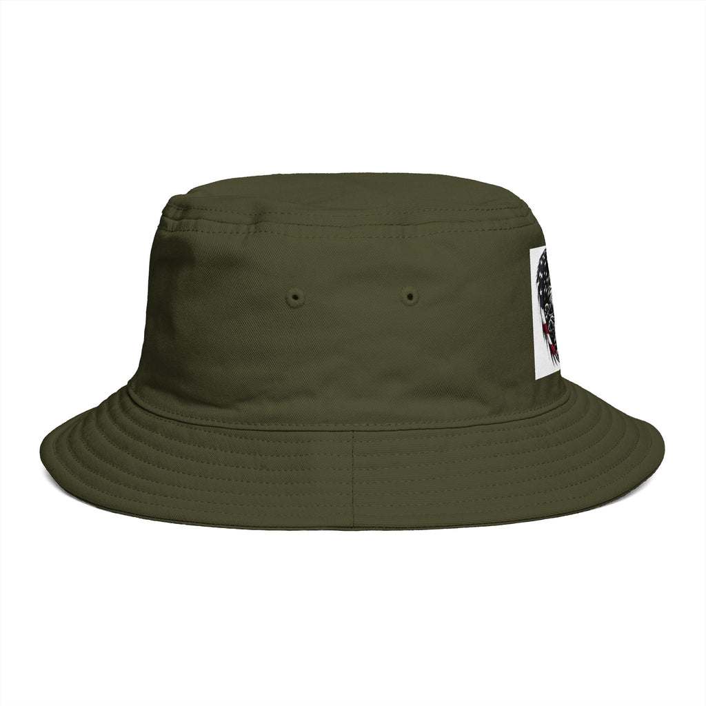 Patriotic Eagle Bucket Hat – American Flag Heart Graphic