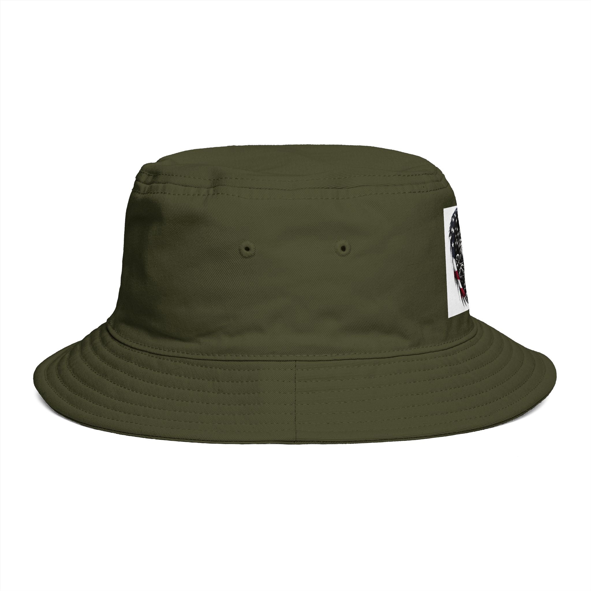 Patriotic Eagle Bucket Hat – American Flag Heart Graphic