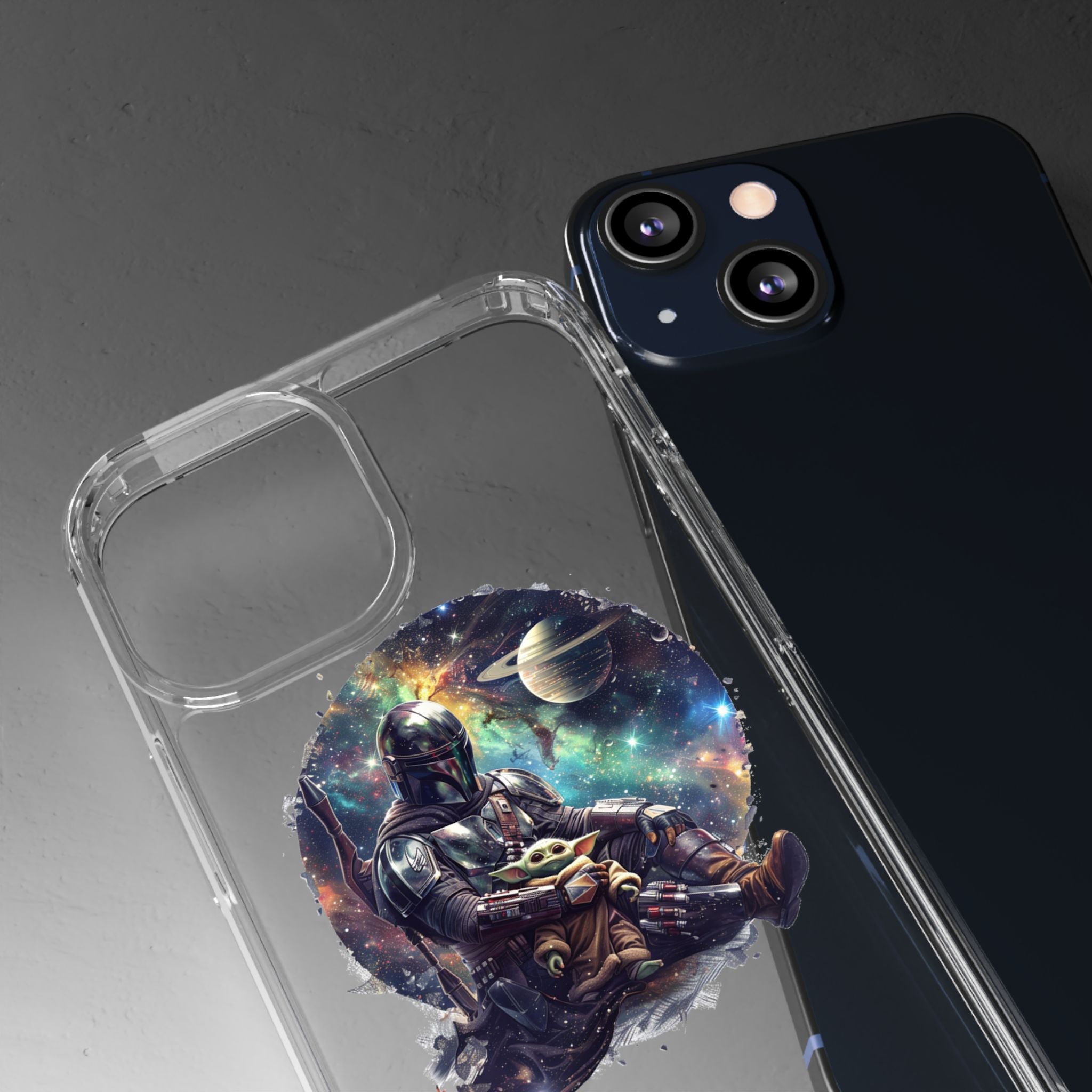 Clear Phone Case — Mandalorian & Grogu Space Art Clear Case