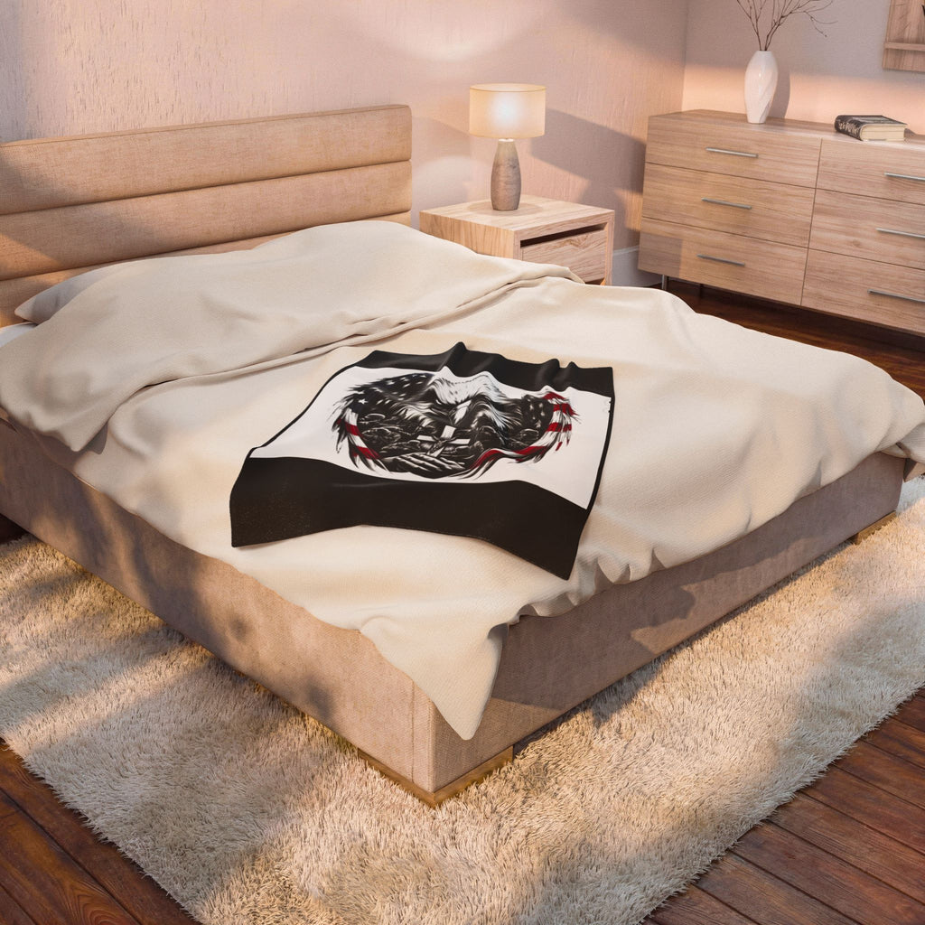 American Eagle Prayer Velveteen Plush Blanket — Patriotic Memorial Throw