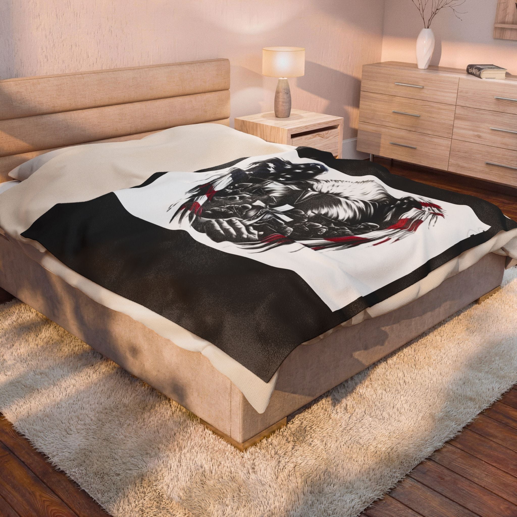 American Eagle Prayer Velveteen Plush Blanket — Patriotic Memorial Throw