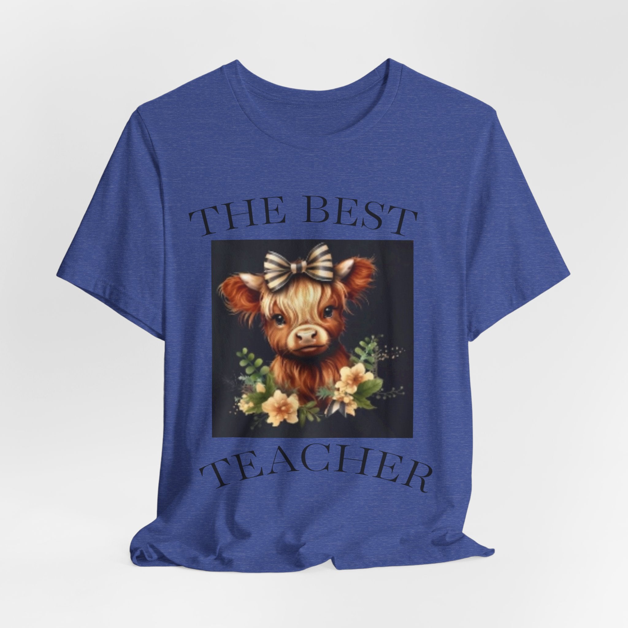 The Best Teacher Cow Tee — Cute Floral Cow Graphic Teacher T-Shirt