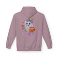 Cute Halloween Ghost Hoodie — Glitter Ghost Holding Pumpkin & Coffee Graphic