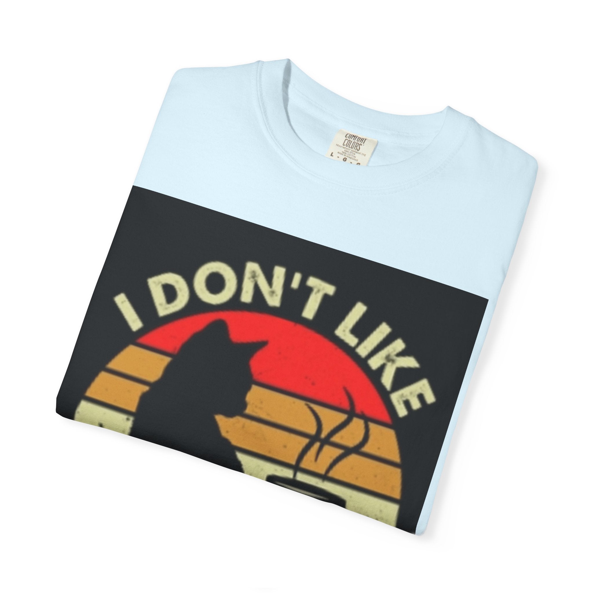 I Don't Like Morning People T-Shirt — Cat & Coffee Retro Graphic Tee