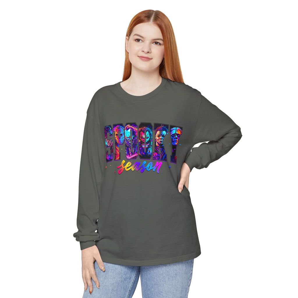 Spooky Season Long Sleeve Tee — Colorful Halloween Graphic