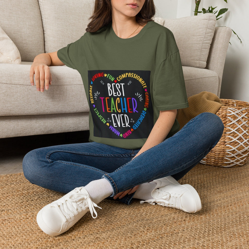 Best Teacher Ever T-Shirt — Colorful Heart Tribute for Educators, Teacher Appreciation Gift