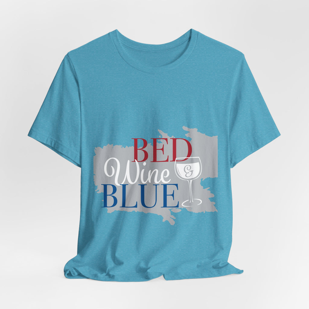 Bed Wine & Blue Tee – Patriotic Relaxation Graphic Shirt