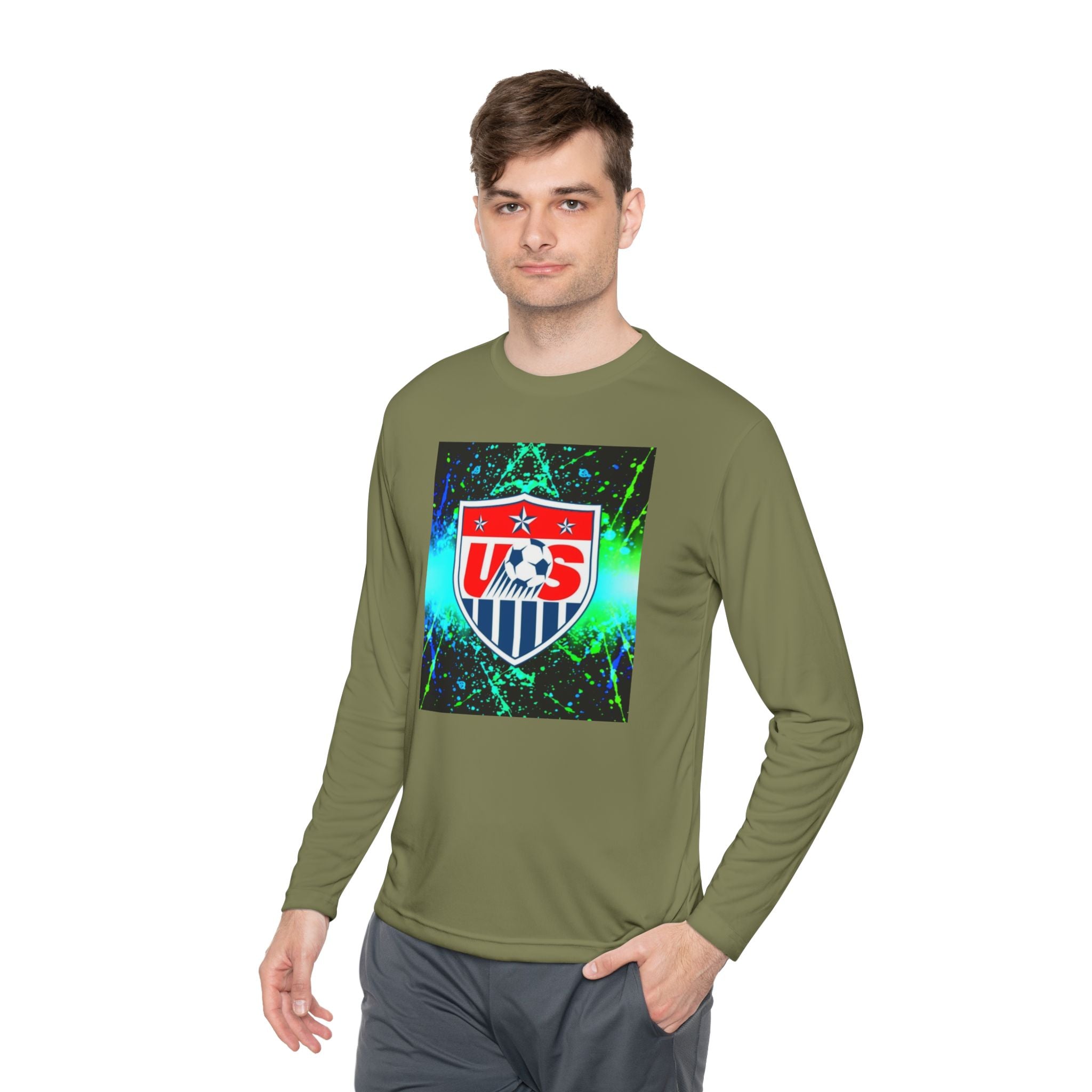USA Soccer Crest Long Sleeve Tee — Neon Splash