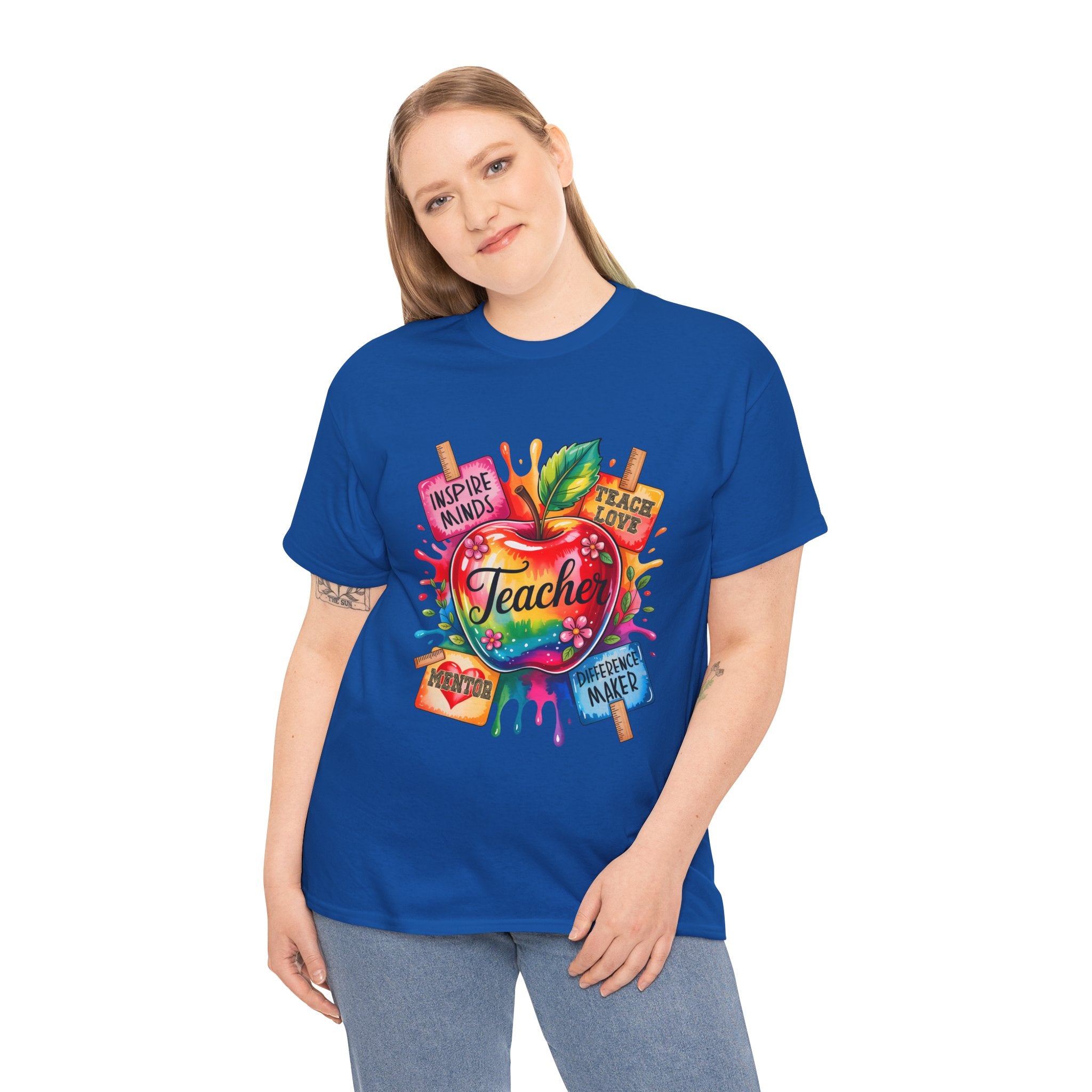 Colorful Apple Teacher T‑Shirt – Inspire Minds | Back to School Gift