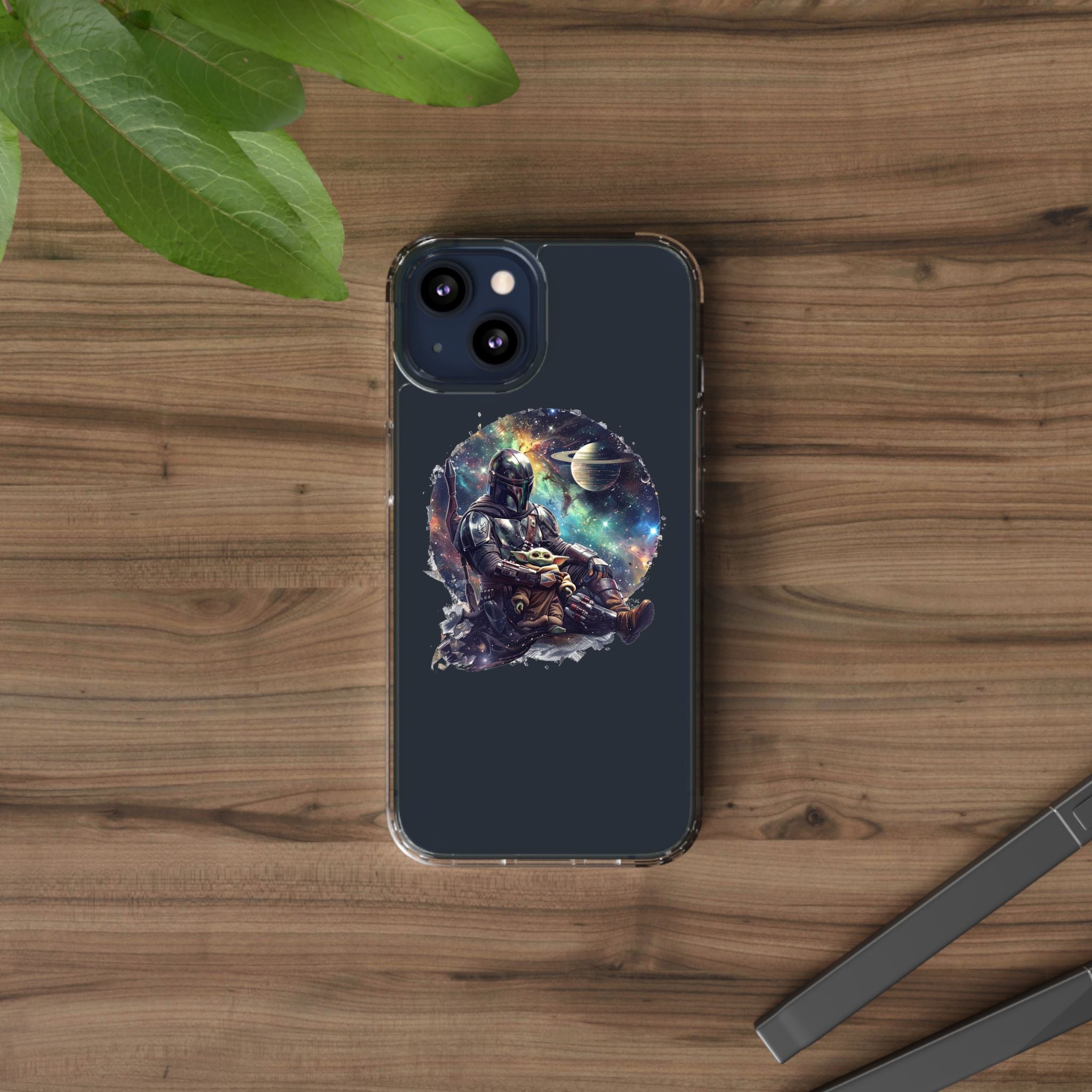 Clear Phone Case — Mandalorian & Grogu Space Art Clear Case