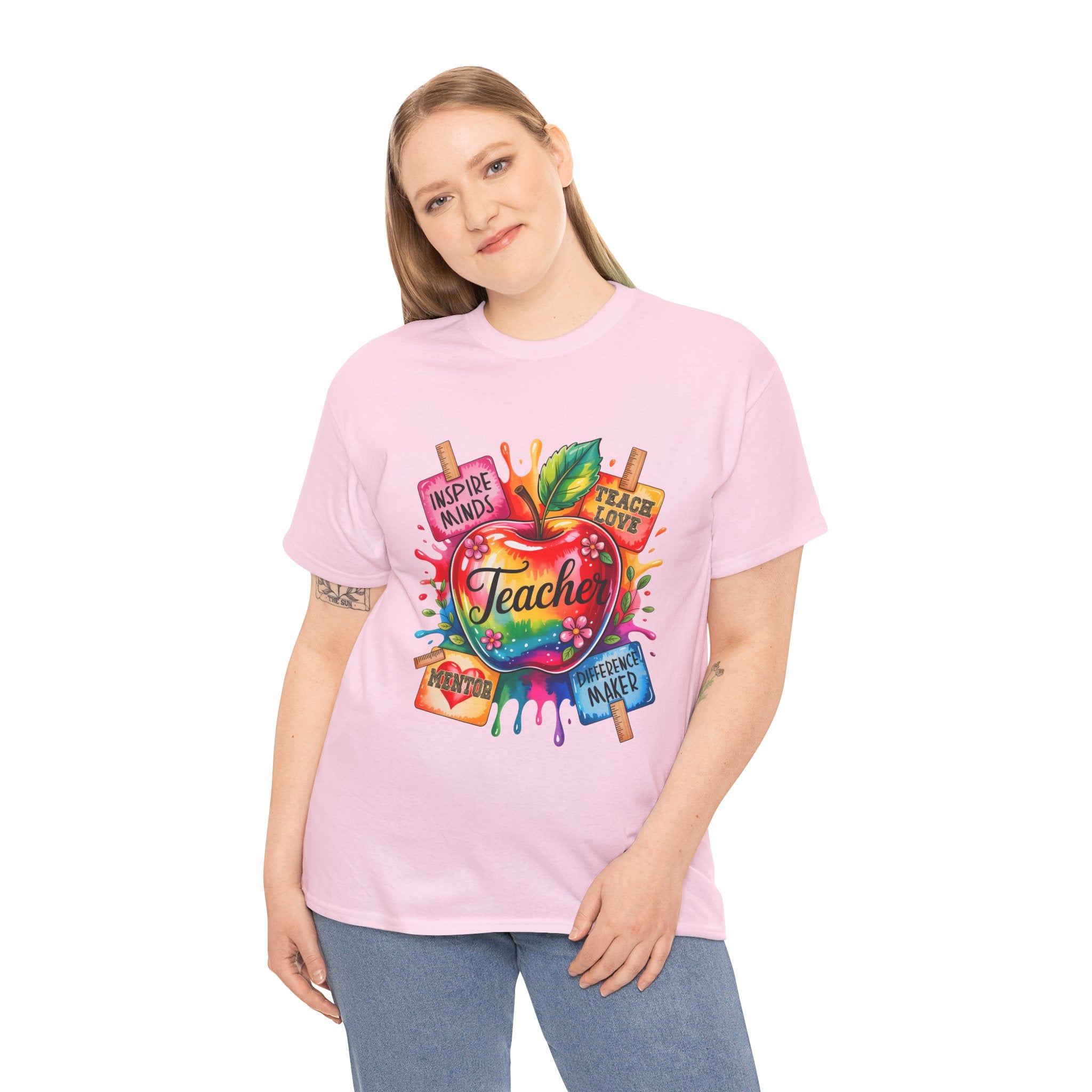 Colorful Apple Teacher T‑Shirt – Inspire Minds | Back to School Gift