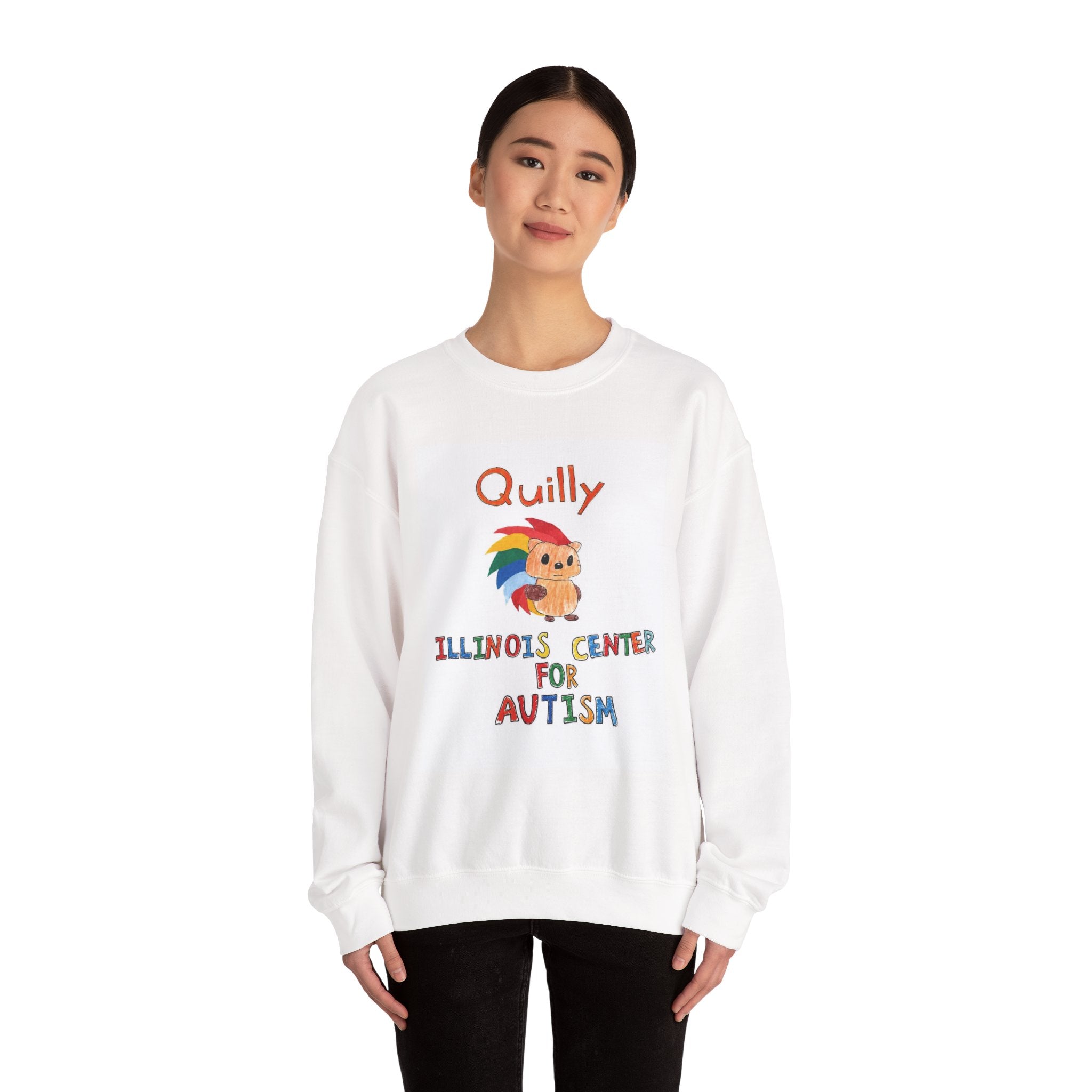 Autism Awareness Crewneck Sweatshirt — "Quilly" Illinois Center for Autism