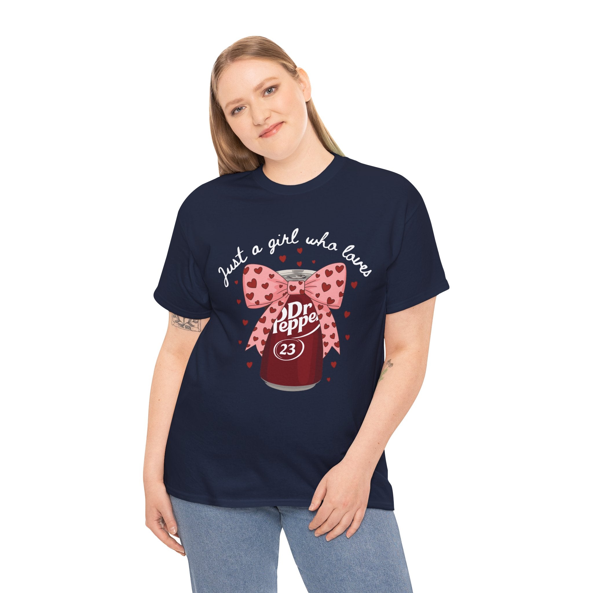 Dr Pepper 23 Tee — "Just a Girl Who Loves" Cute Soda Bow T-Shirt