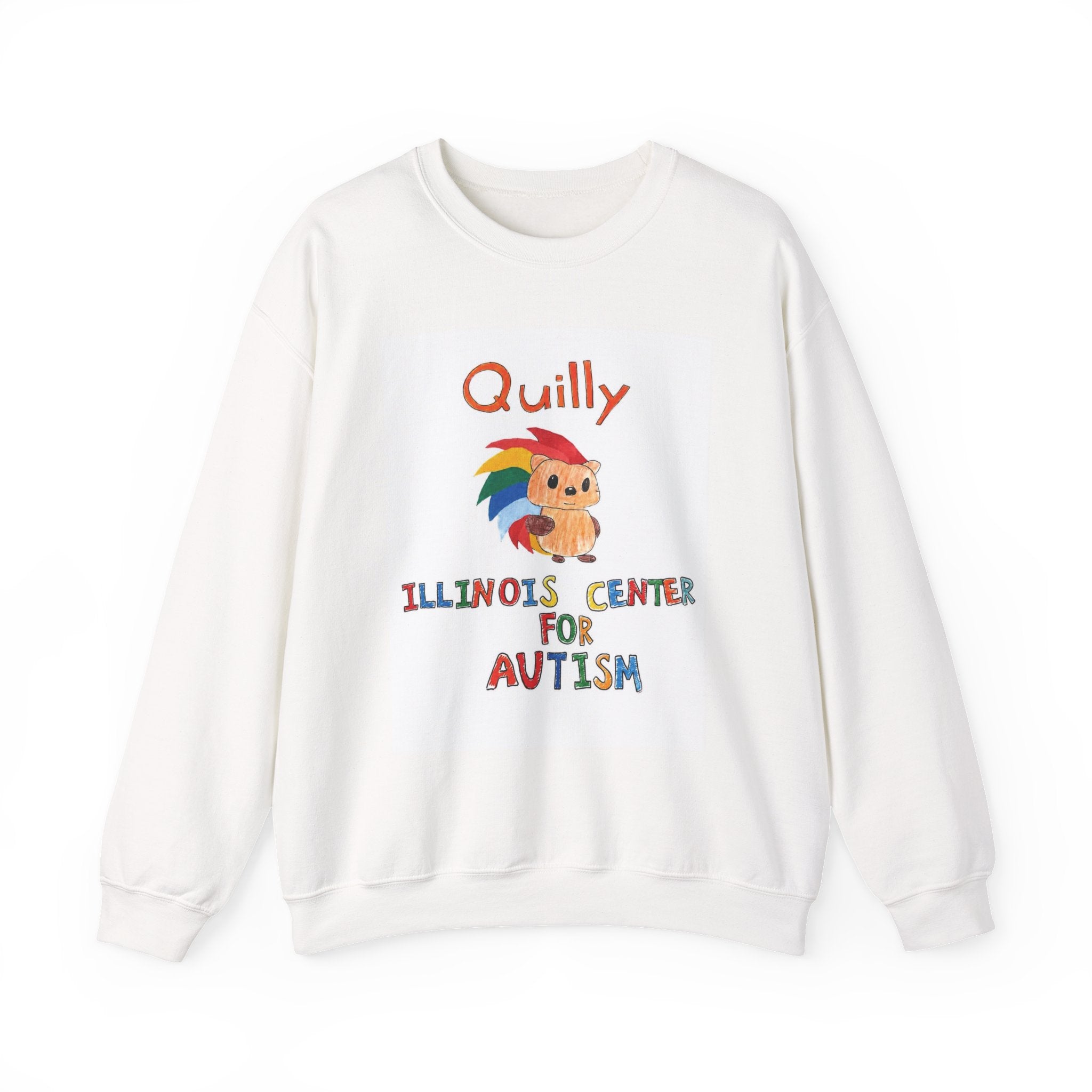 Autism Awareness Crewneck Sweatshirt — "Quilly" Illinois Center for Autism