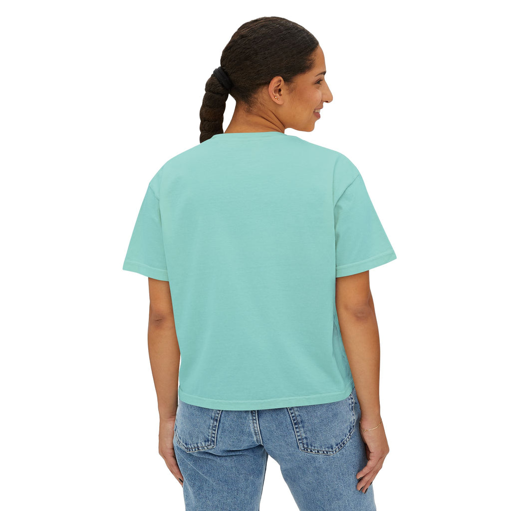 Patriotic LOVE Boxy Tee — Women's 4th of July American Flag Graphic Shirt