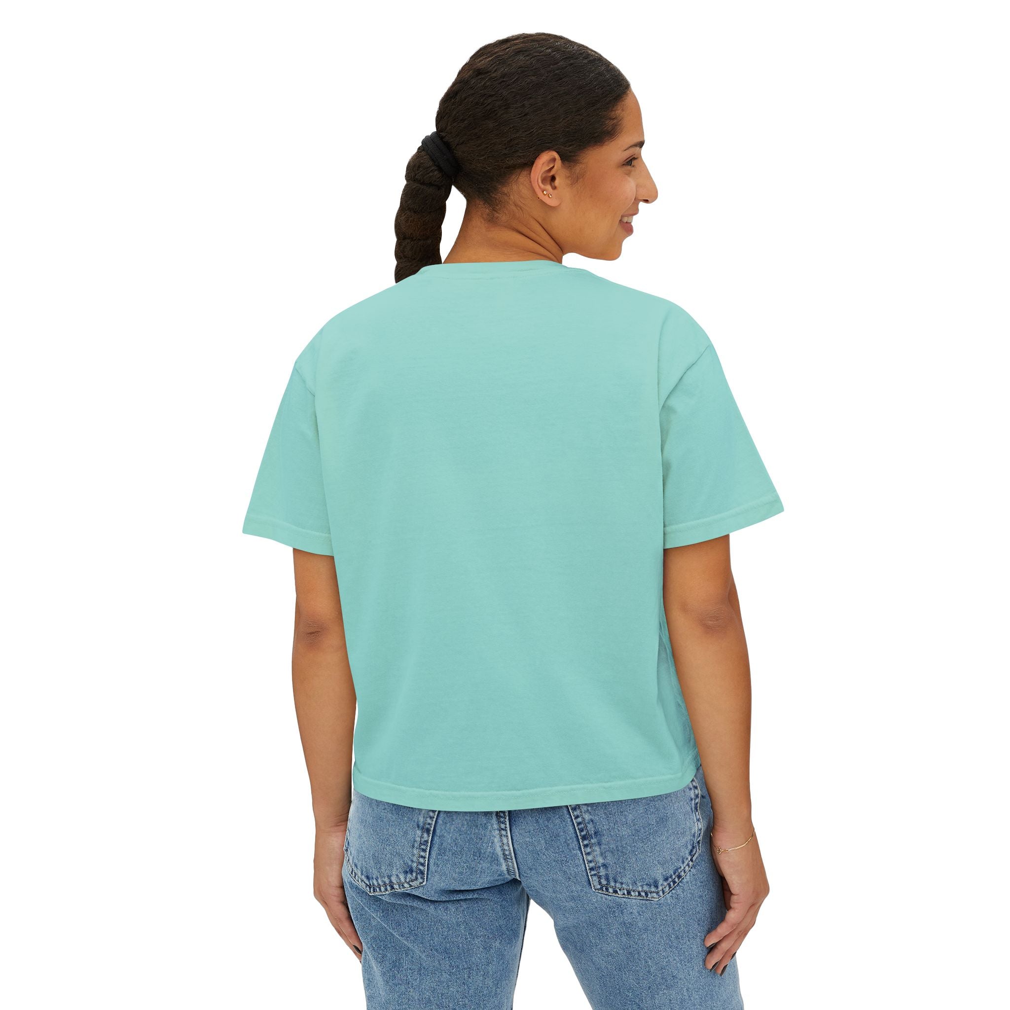 Patriotic LOVE Boxy Tee — Women's 4th of July American Flag Graphic Shirt
