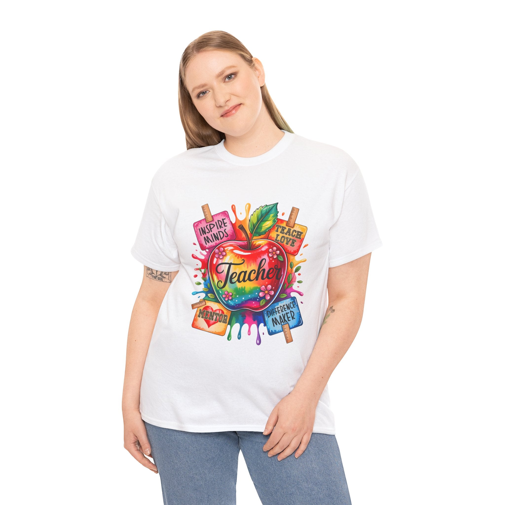 Colorful Apple Teacher T‑Shirt – Inspire Minds | Back to School Gift