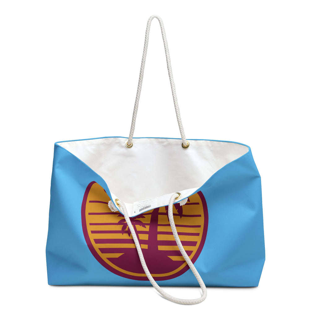 Tropical Palm Weekender Bag – Retro Sunset Beach Tote with "BEACHTIME" Text