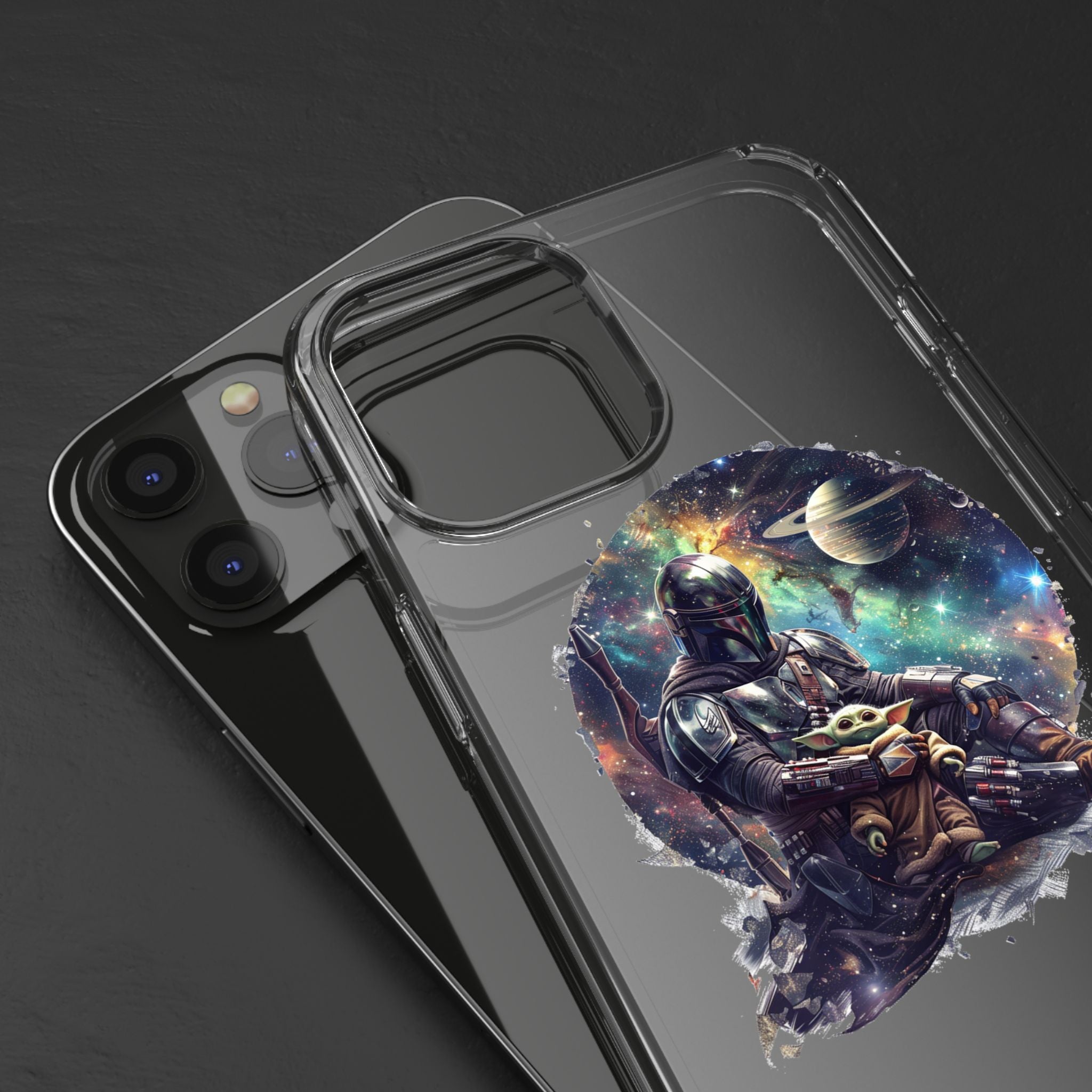 Clear Phone Case — Mandalorian & Grogu Space Art Clear Case
