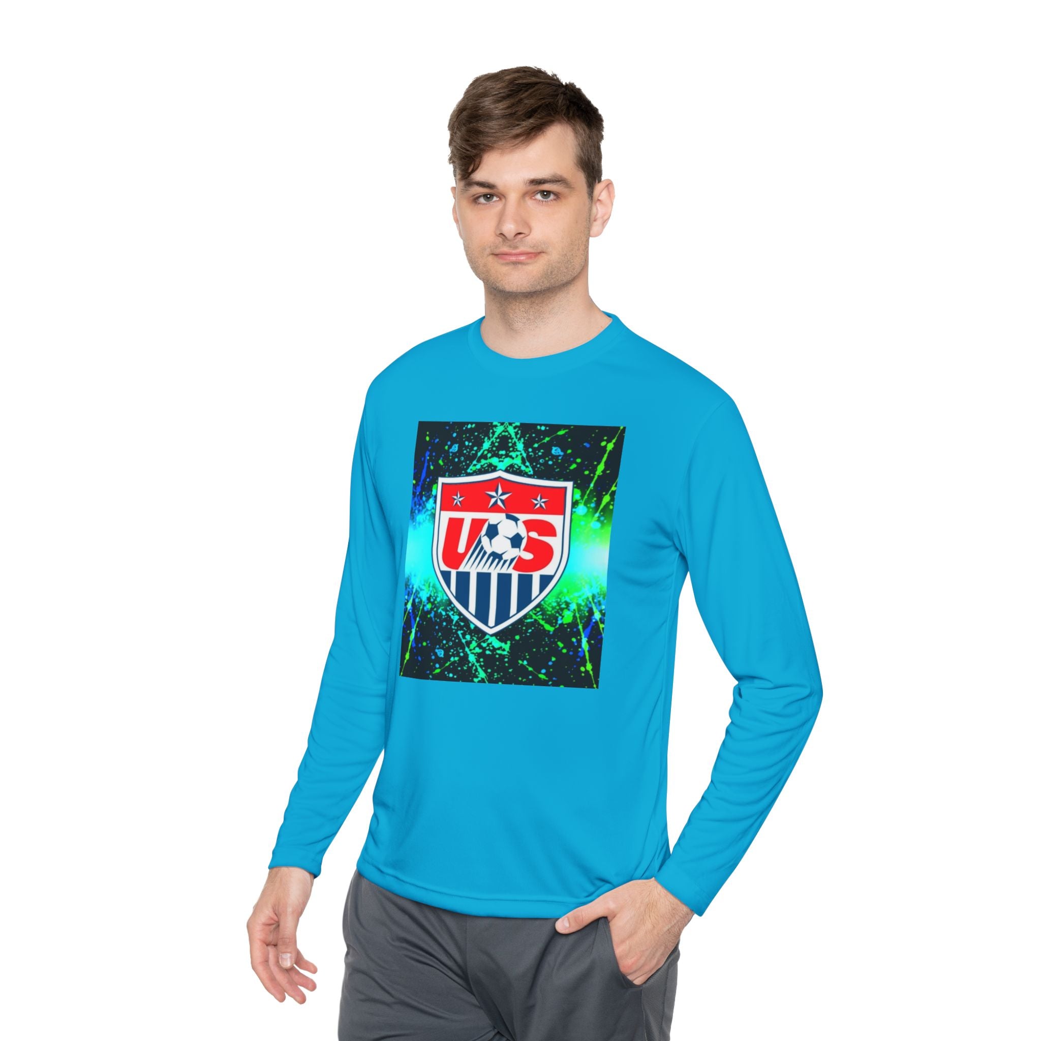 USA Soccer Crest Long Sleeve Tee — Neon Splash