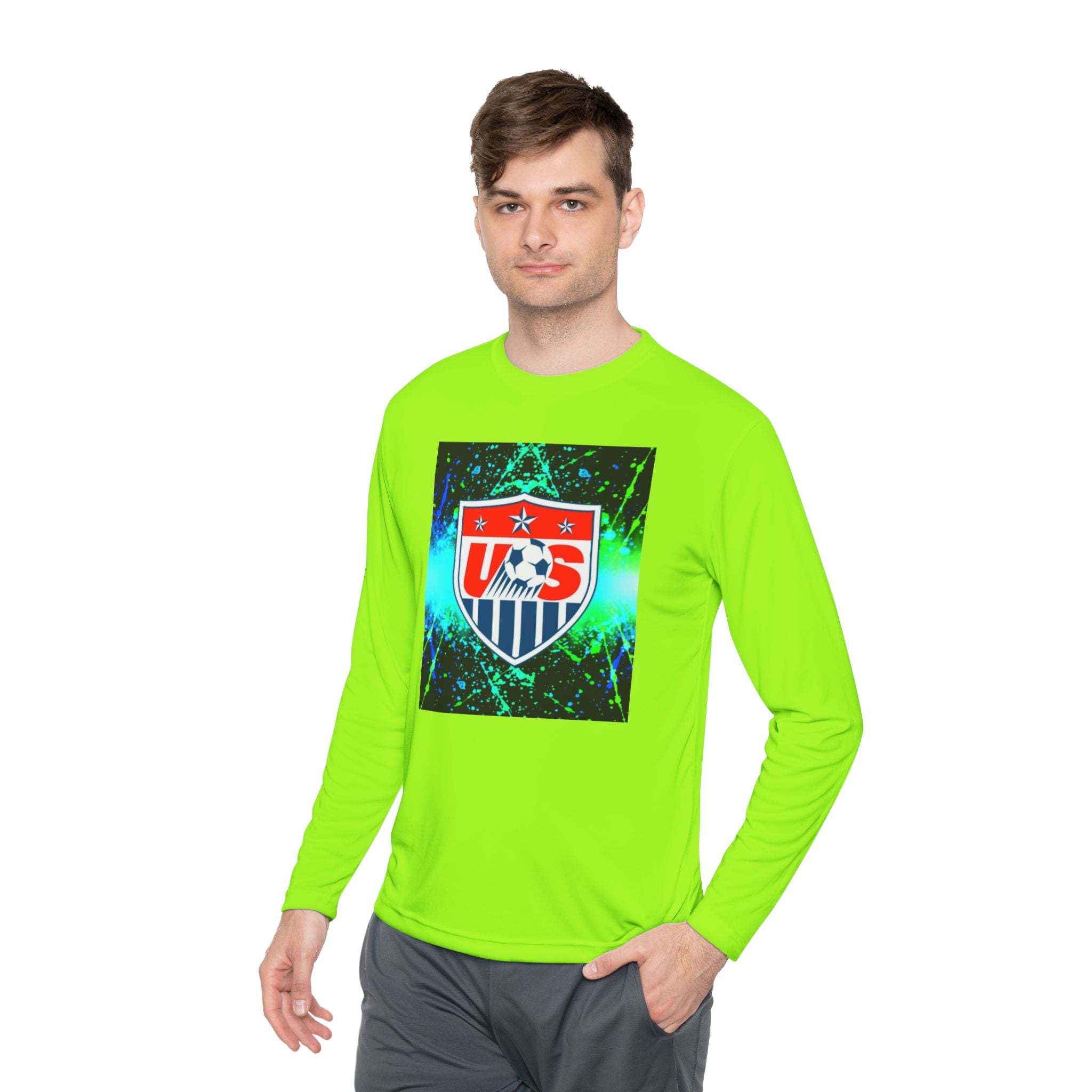 USA Soccer Crest Long Sleeve Tee — Neon Splash
