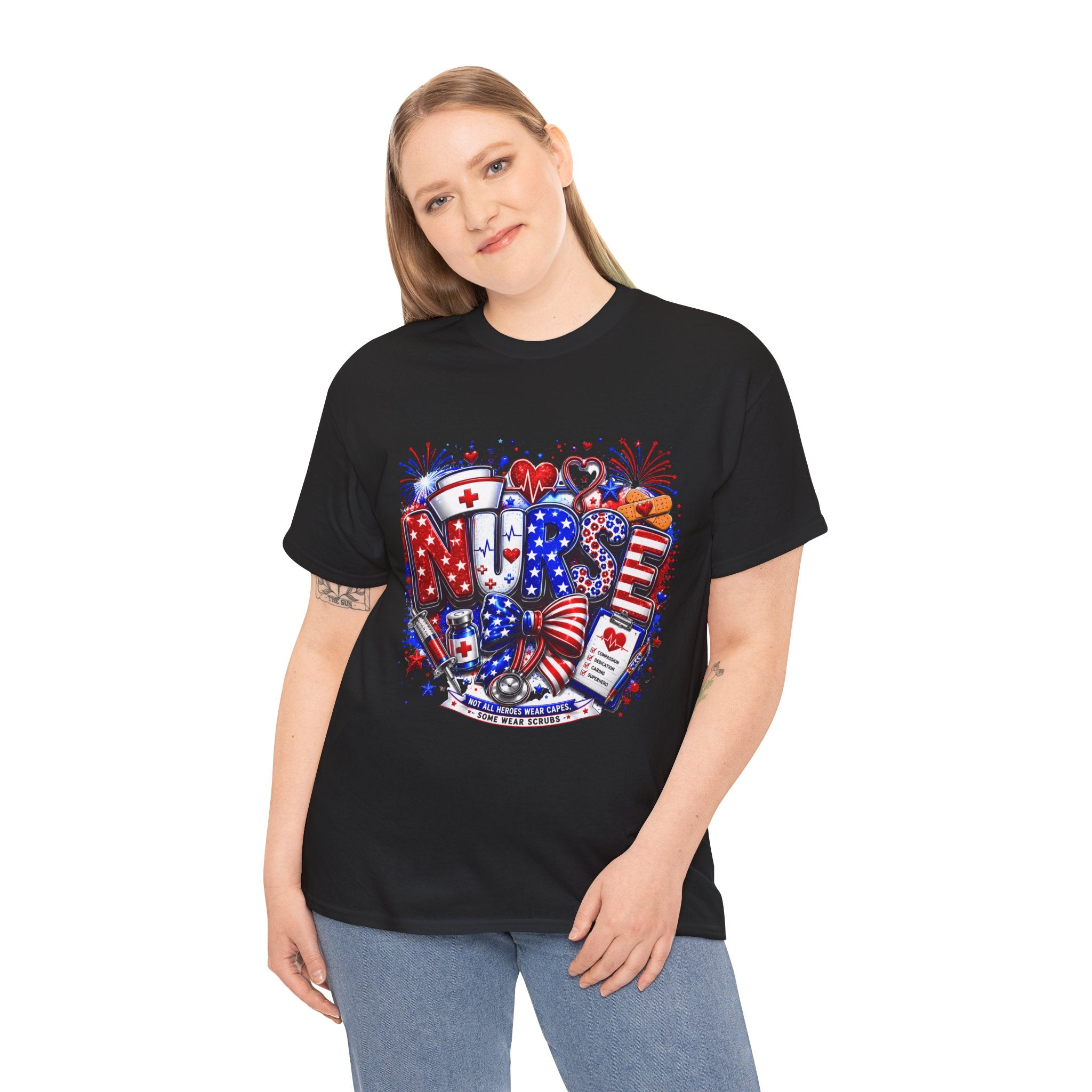 Nurse Heart Graphic Tee – Patriotic RN Appreciation T‑Shirt