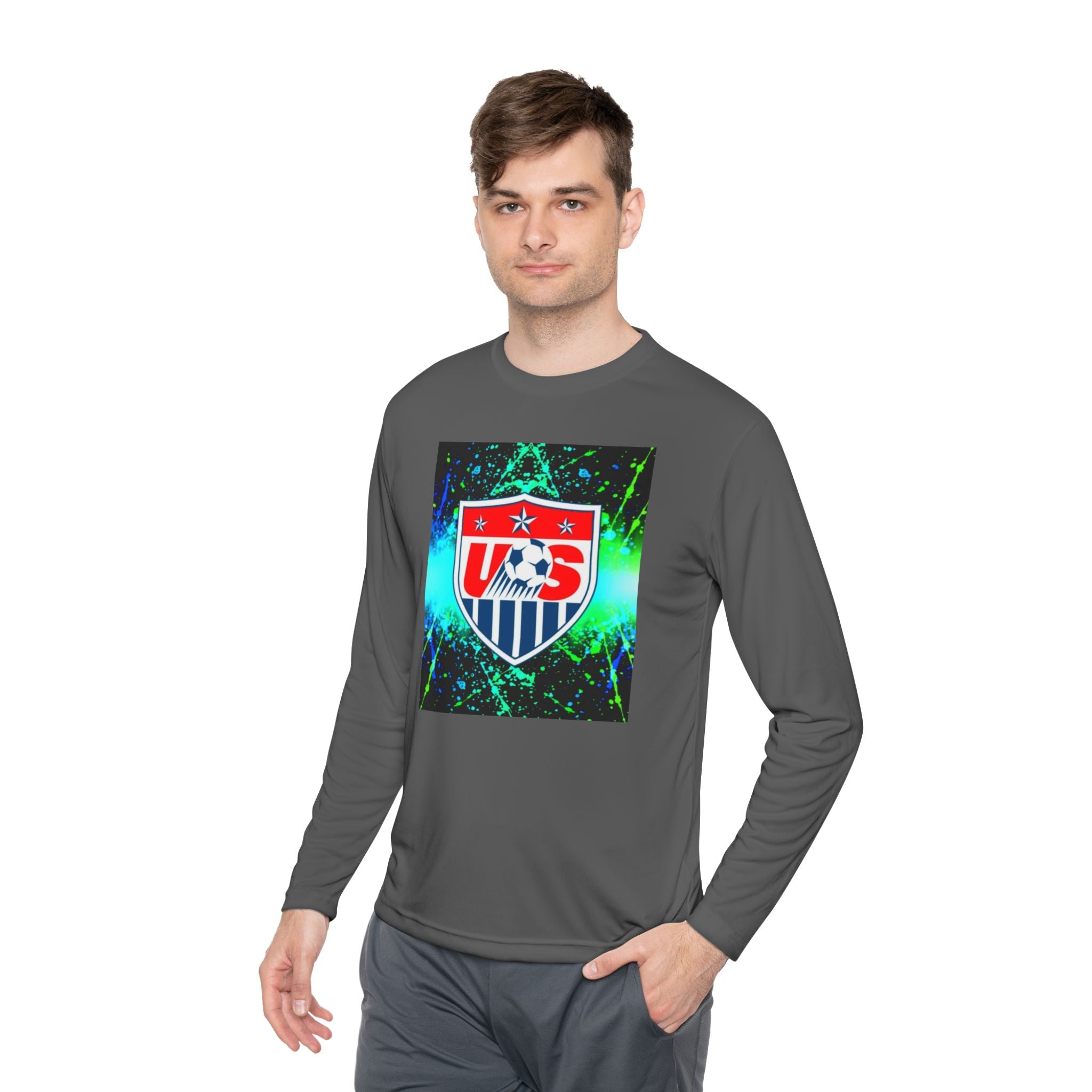 USA Soccer Crest Long Sleeve Tee — Neon Splash