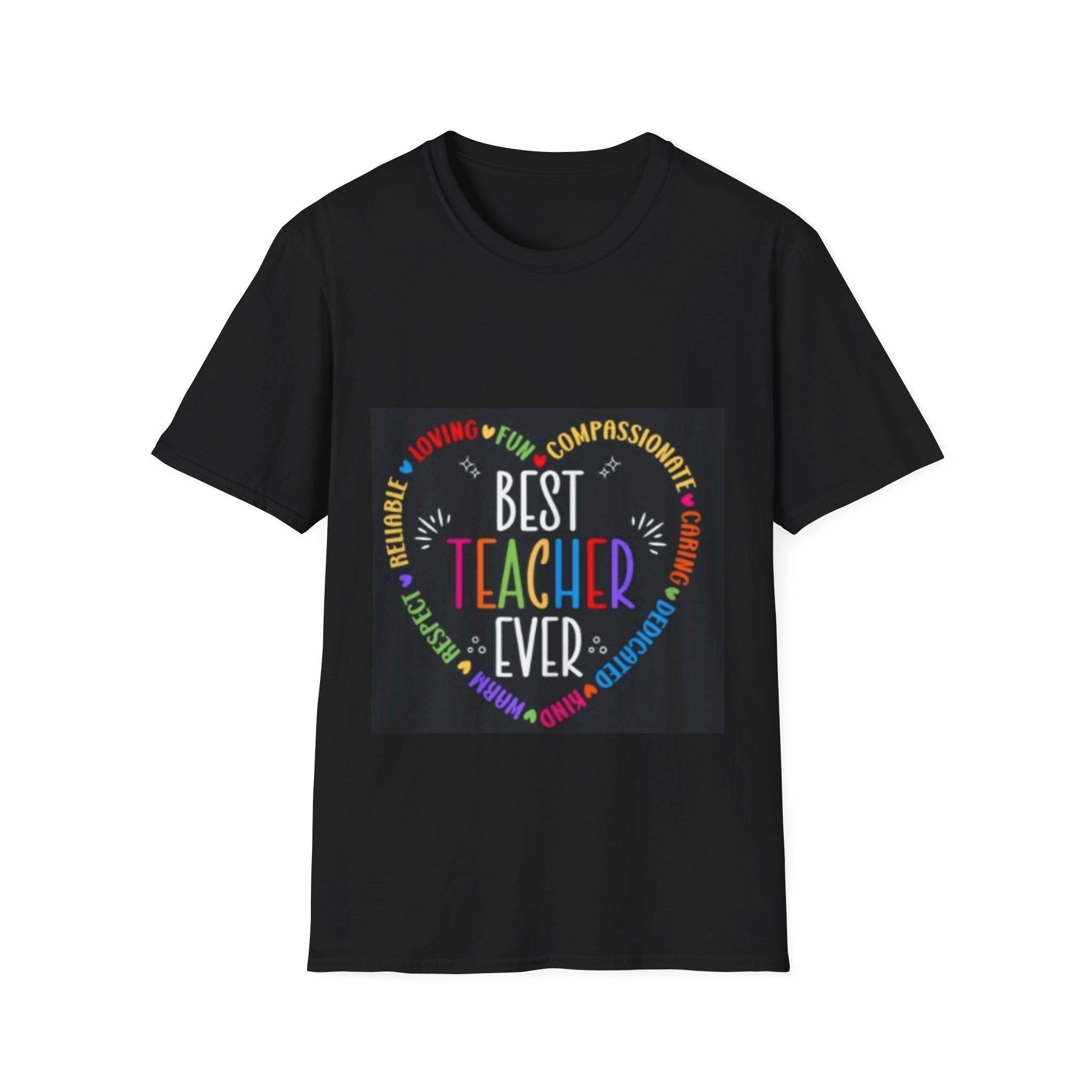 Best Teacher Ever T-Shirt — Colorful Heart Tribute for Educators, Teacher Appreciation Gift