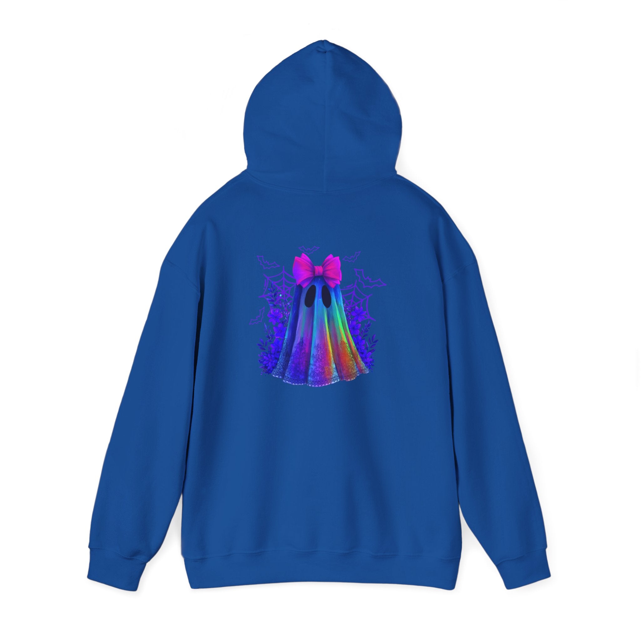 Colorful Ghost Hoodie with Bow — Cute Rainbow Halloween Pullover