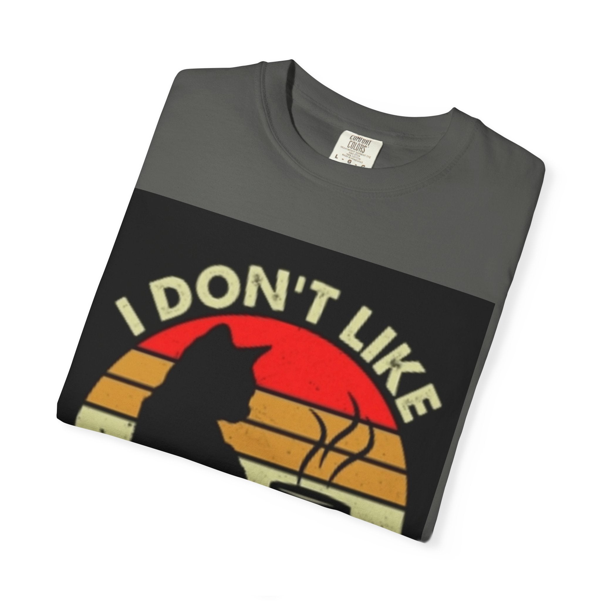 I Don't Like Morning People T-Shirt — Cat & Coffee Retro Graphic Tee