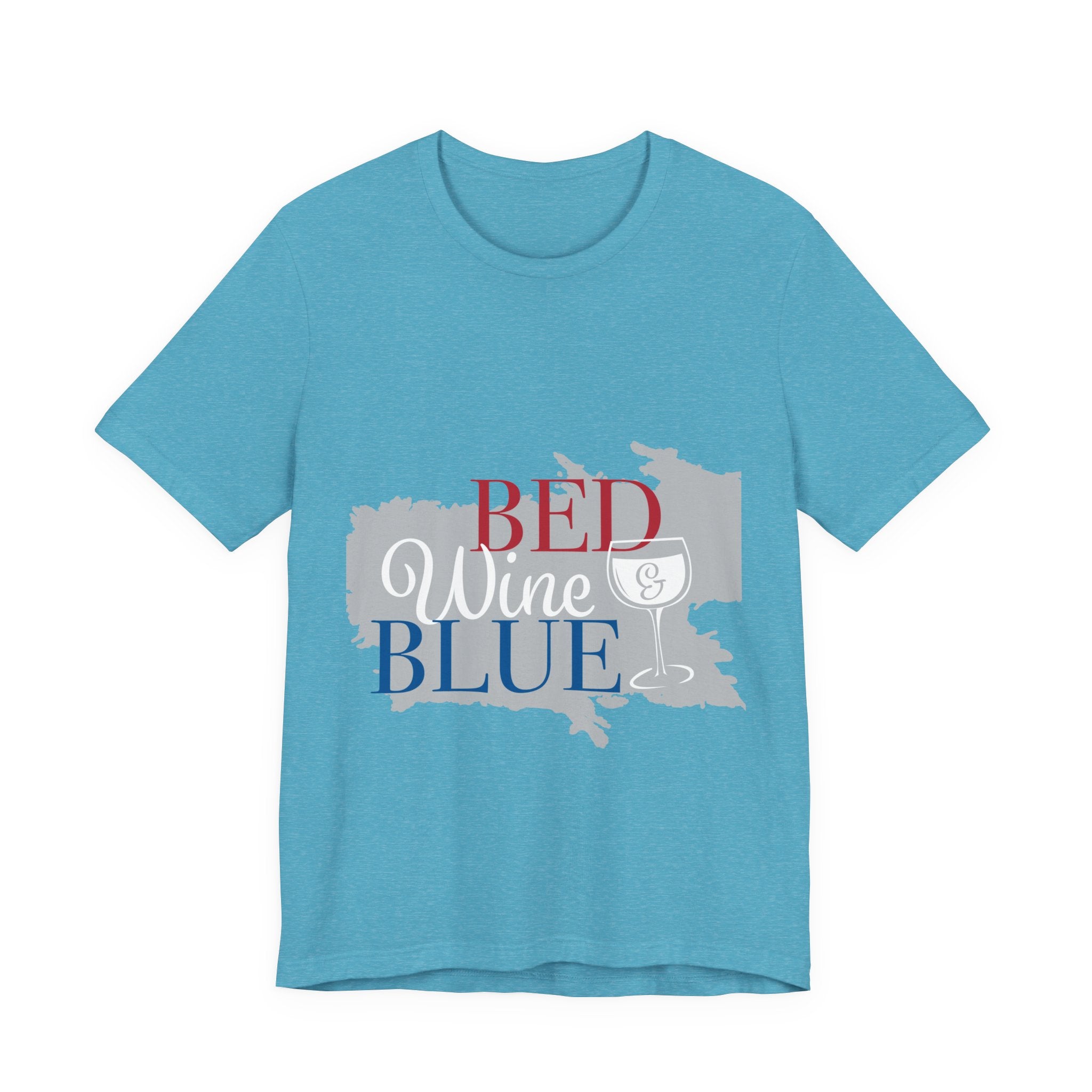 Bed Wine & Blue Tee – Patriotic Relaxation Graphic Shirt