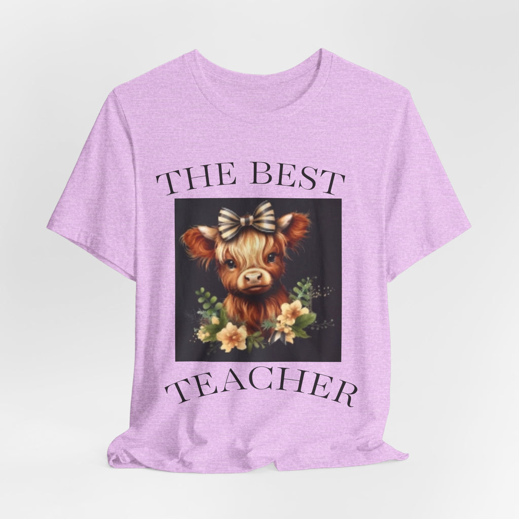 The Best Teacher Cow Tee — Cute Floral Cow Graphic Teacher T-Shirt