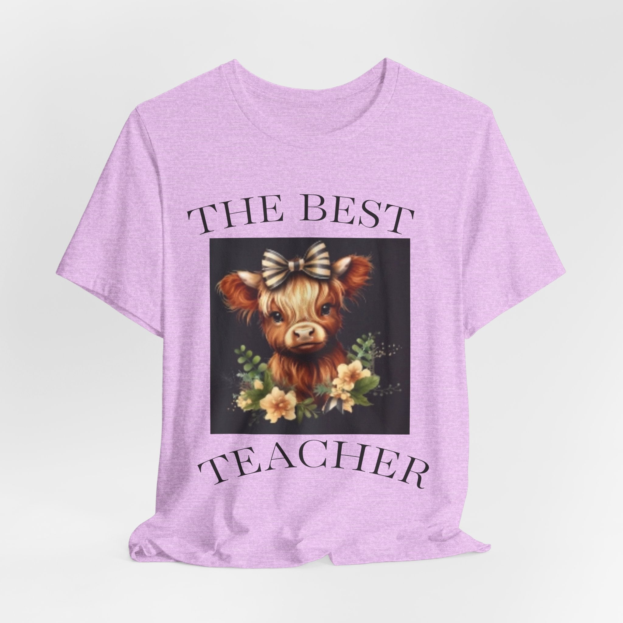 The Best Teacher Cow Tee — Cute Floral Cow Graphic Teacher T-Shirt