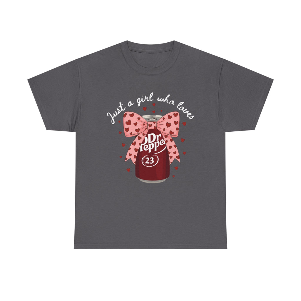 Dr Pepper 23 Tee — "Just a Girl Who Loves" Cute Soda Bow T-Shirt