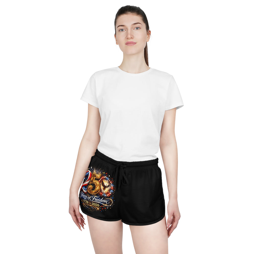 25 Years of Freedom Women's Relaxed Shorts – 1776–2026 Patriotic Celebration