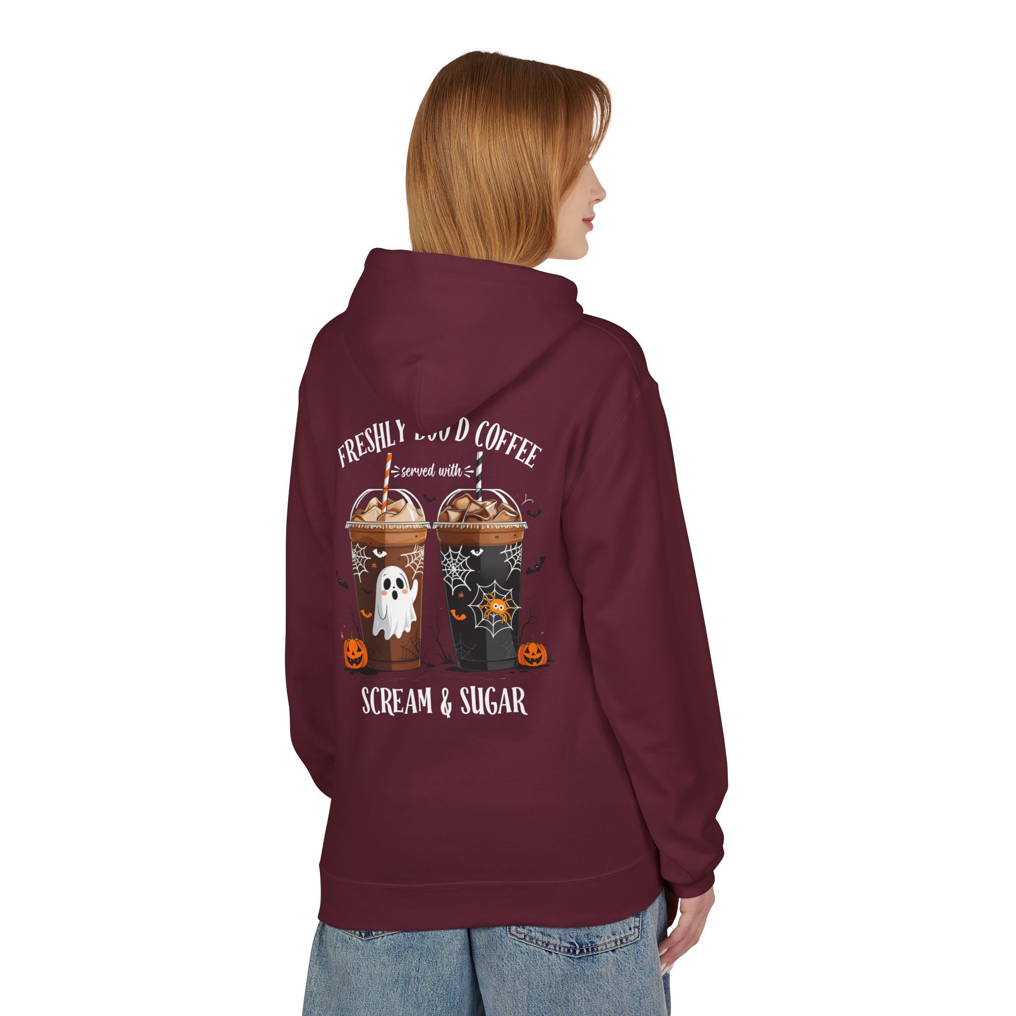 Halloween Coffee Hoodie - "Freshly Brew'd Coffee" Scream & Sugar Graphic