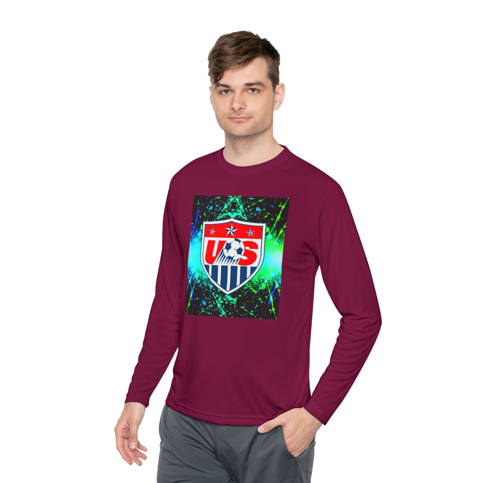 USA Soccer Crest Long Sleeve Tee — Neon Splash