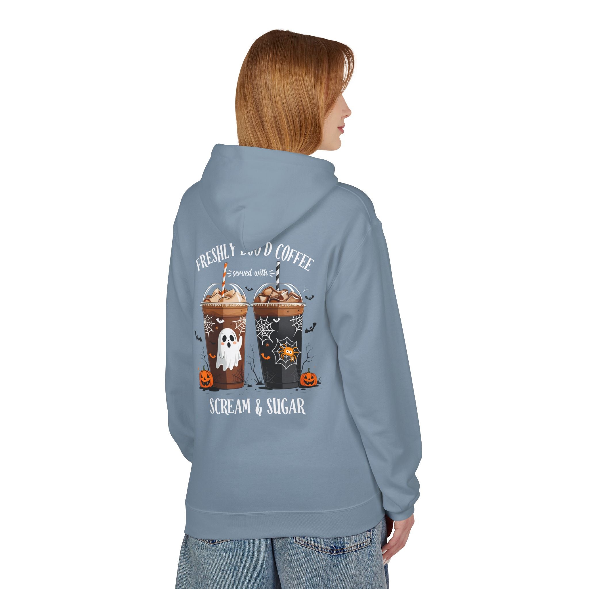 Halloween Coffee Hoodie - "Freshly Brew'd Coffee" Scream & Sugar Graphic