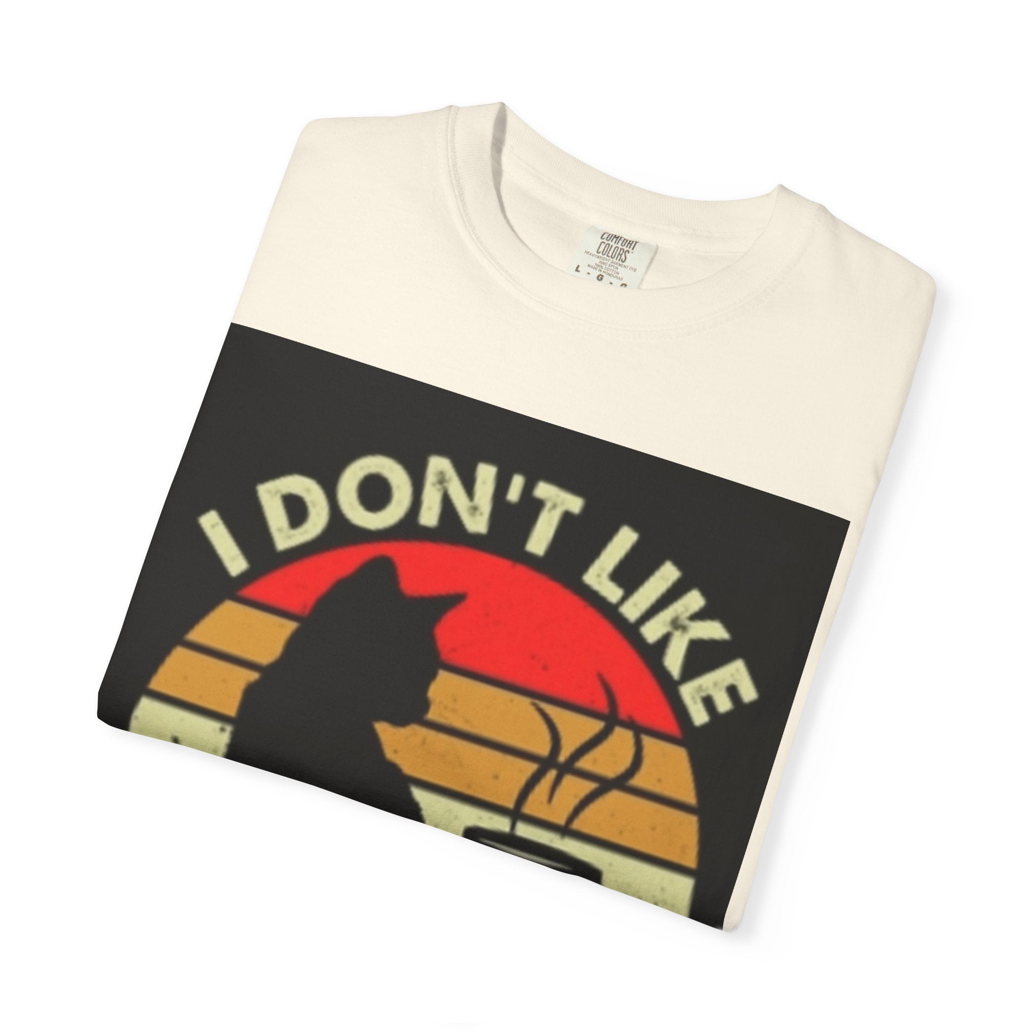 I Don't Like Morning People T-Shirt — Cat & Coffee Retro Graphic Tee