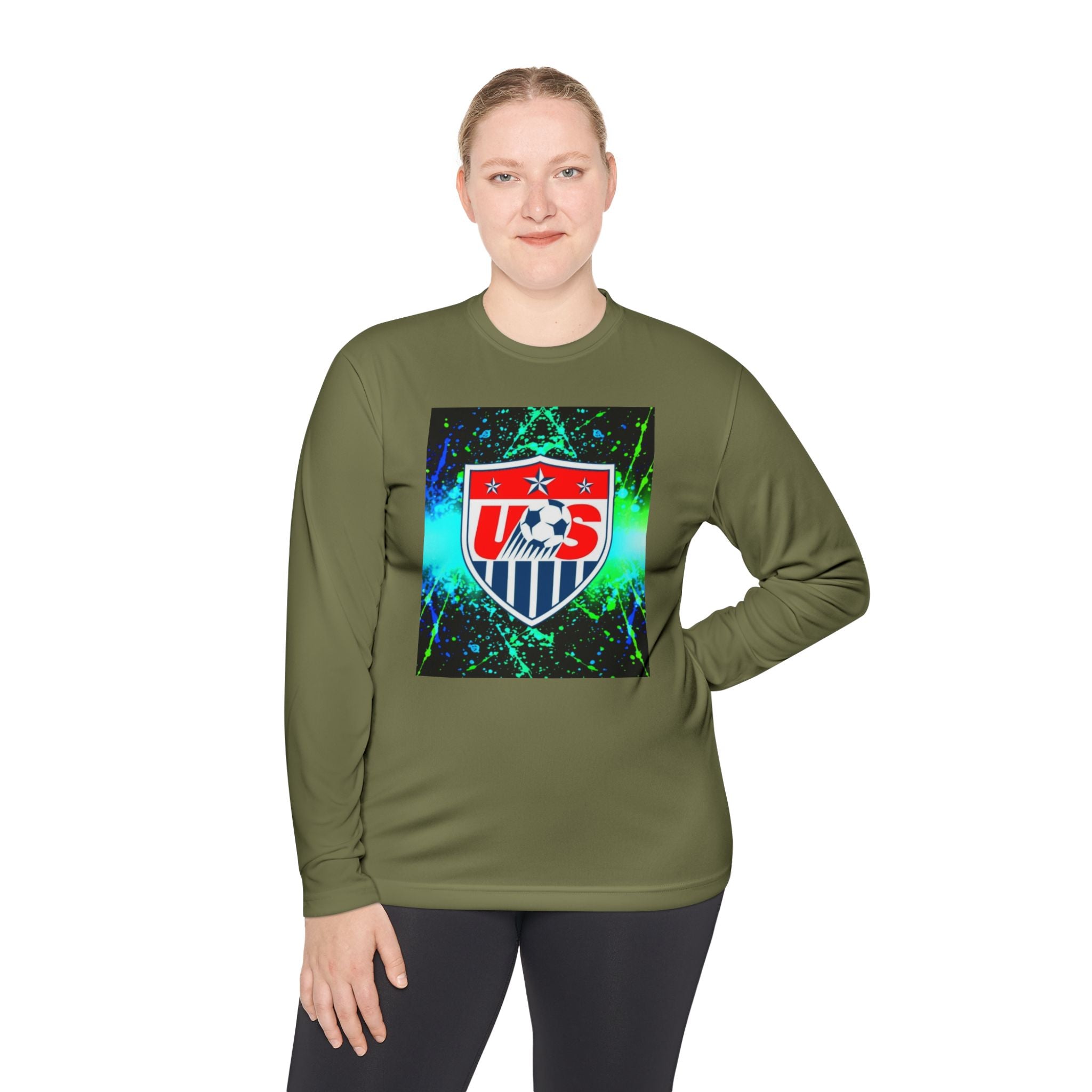 USA Soccer Crest Long Sleeve Tee — Neon Splash